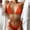 ☪242-Orange, variant on Women's Fashion Leopard Print Tie Bikini Set - Two Piece Swimwear with Random Pattern
