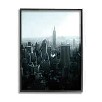 Stupell Industries Aerial City View Urban Skyscraper Photograph Black Framed Art Print Wall Art, Design by Aledanda