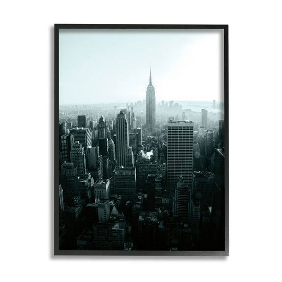 Stupell Industries Aerial City View Urban Skyscraper Photograph Black Framed Art Print Wall Art, Design by Aledanda