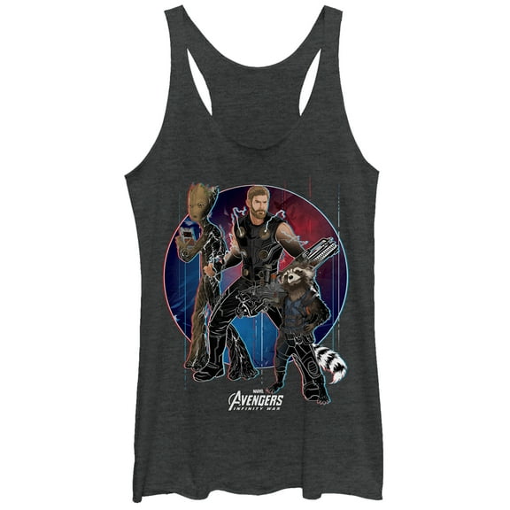 Women's Marvel Avengers: Infinity War New Partners Racerback Tank Top Black Heather X Large