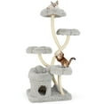 thumbnail image 1 of Gymax Freestanding Cat Tower Tall Cat Tree w/ four Flower-shaped Platforms Cat Condo Gray, 1 of 10