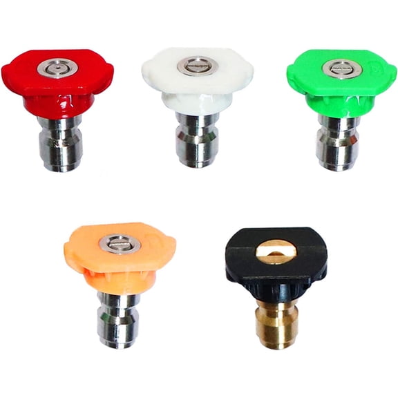 Pressure Washer Nozzle Set, Stainless Steel Brass Universal Multiple Degrees Spray Tips, Quick Connect for Heavy-Duty Use, 5-Pack for Powerful Cleaning Performance