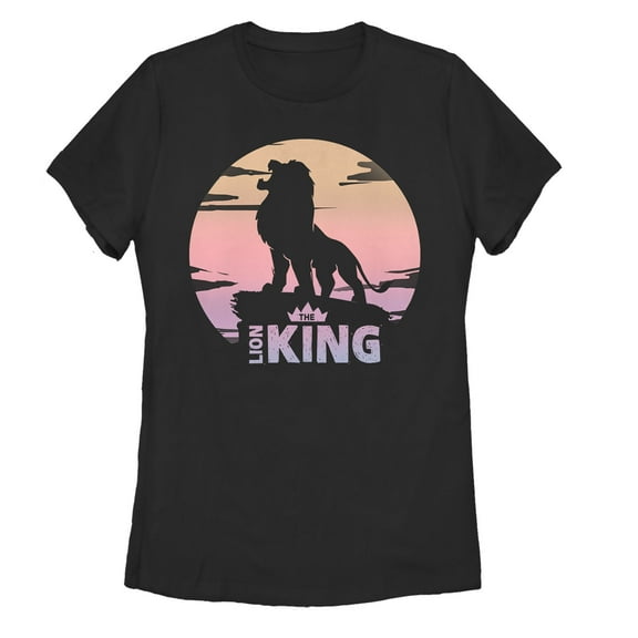 Women's Lion King Sunset Pride Rock Pose  Graphic Tee Black 2X Large