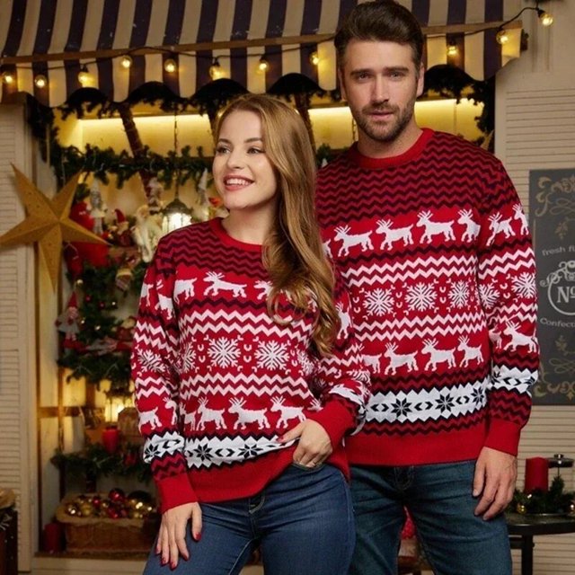 2023 Winter Christmas Men Women Unisex Sweaters Casual Loose Knitwear Warm Thicken Couples Matching Outfits Pullover Top Jumpers