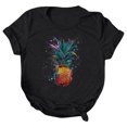 thumbnail image 1 of Gibobby Camisetas Mujer Manga Corta Mujeres Casual Piña Impresión Mangas Cuello Redondo Camiseta Suelta Blusa Tops(Negro,CH), 1 of 4