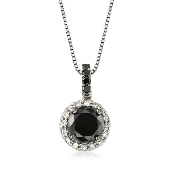 Ross-Simons 1.50 ct. t.w. Black and White Diamond Pendant Necklace in Sterling Silver, Women's, Adult