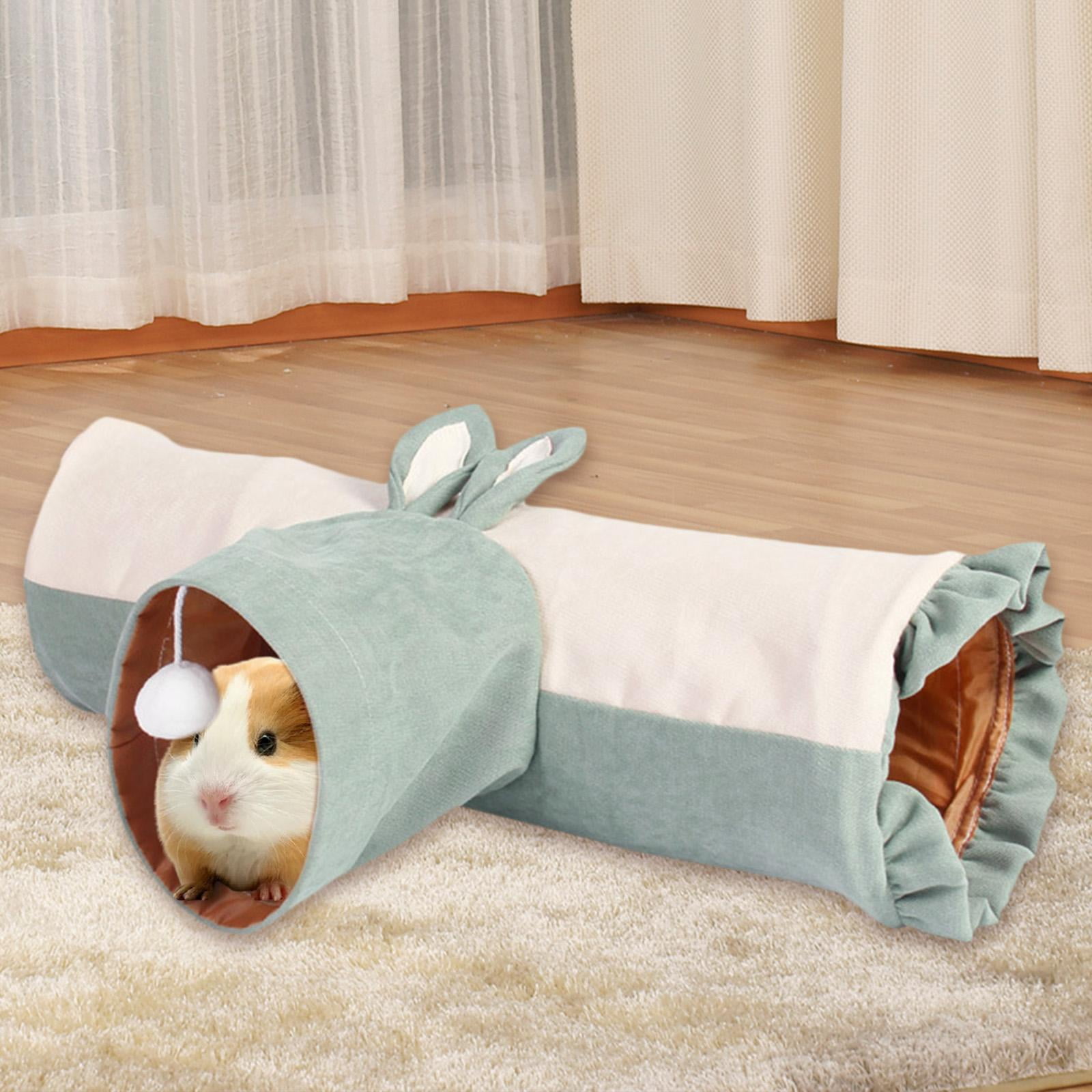 2 Pieces Small Animal Hideout Tunnel Collapsible Pet toy Tunnel Tube for Rabbit Hamster Guinea Chinchilla Pet Supplies