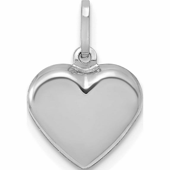 14K White Gold Polished 3-D Heart Pendant (15 X 10) Made In Italy -Jewelry By Sweet Pea