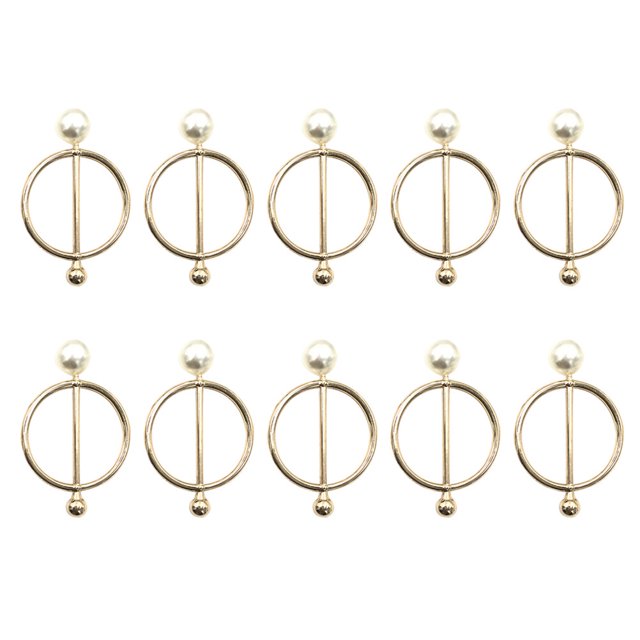 10 pinzas delicadas para camisetas, botones decorativos de aleación para ropa, hebillas anudadas en las esquinas, diseño de perla de metal, doradas, tamaño 43 mm.