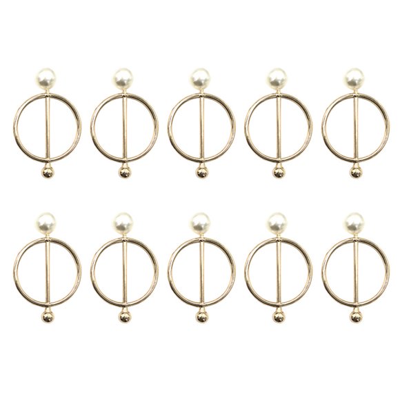 10 pinzas delicadas para camisetas, botones decorativos de aleación para ropa, hebillas anudadas en las esquinas, diseño de perla de metal, doradas, tamaño 43 mm.