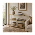 thumbnail image 3 of DecMode 38" x 36" Gold Metal 2 Shelf Console Table with Clear Glass Top and Acrylic Legs, 1-Piece, 3 of 11
