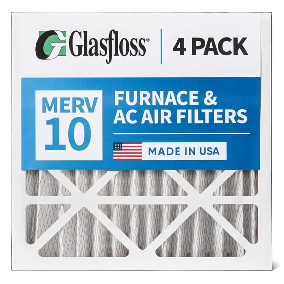 Glasfloss ZL 18x18x1 MERV 10 Pleated AC Furnace Air Filters. Box of 4. Exact Size: 17-1/2 x 17-1/2 x 7/8