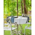 thumbnail image 5 of Outdoor Tablecloth Black Ticking Vertically Stripe Round Patio Tablecloths 60 Inch, Outside Table Cloths with Umbrella Hole and Zipper, Simple White Summer Table Cover for Outdoor Tables, Picnic,, 5 of 6