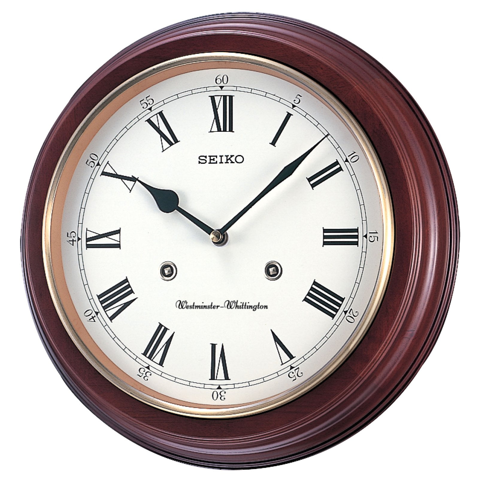 Seiko Wall Pendulum Clock Mahogany Finish Solid Wood Case 