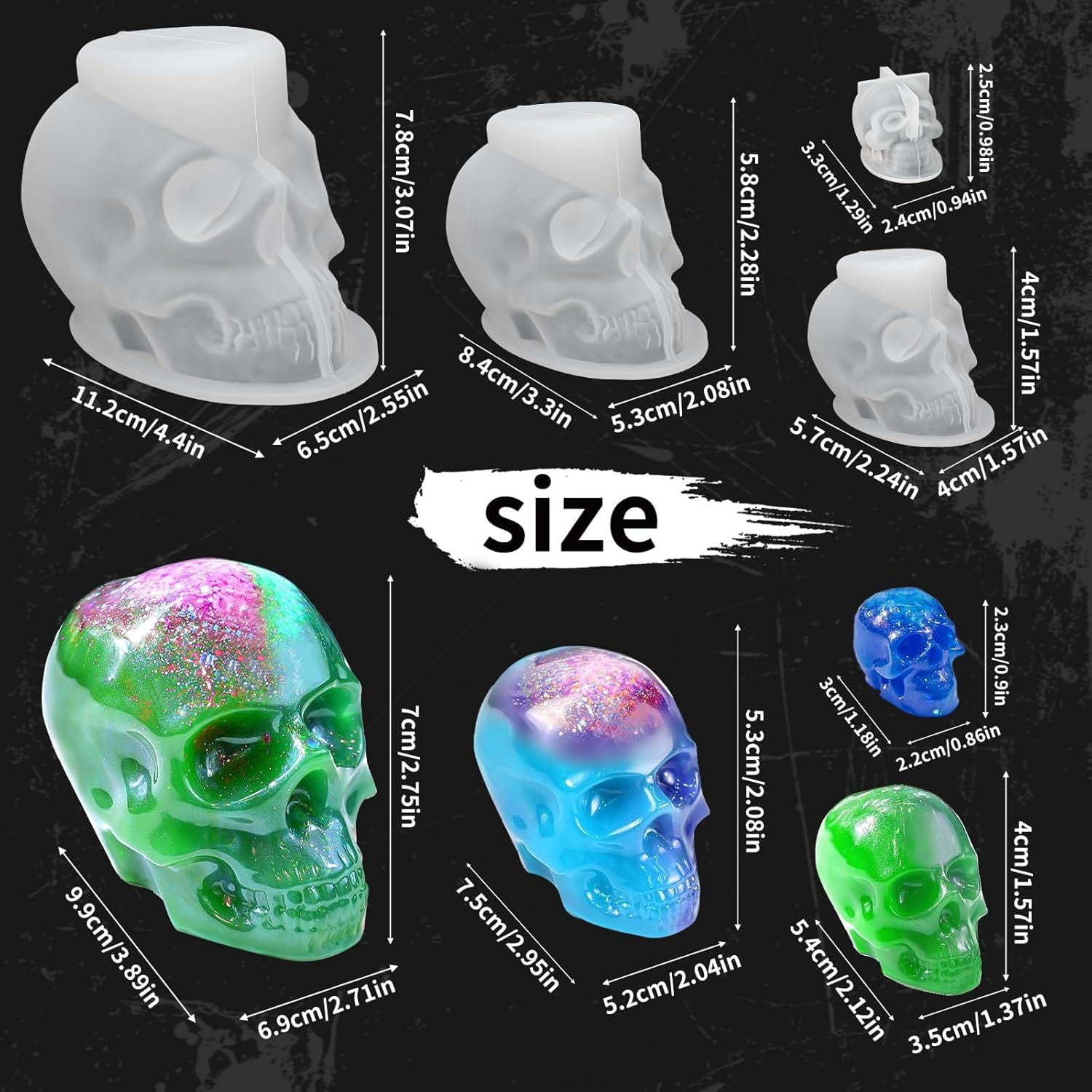 3D Skull Silicone Mold for Resin Candle Soap and Whiskey Ice Making