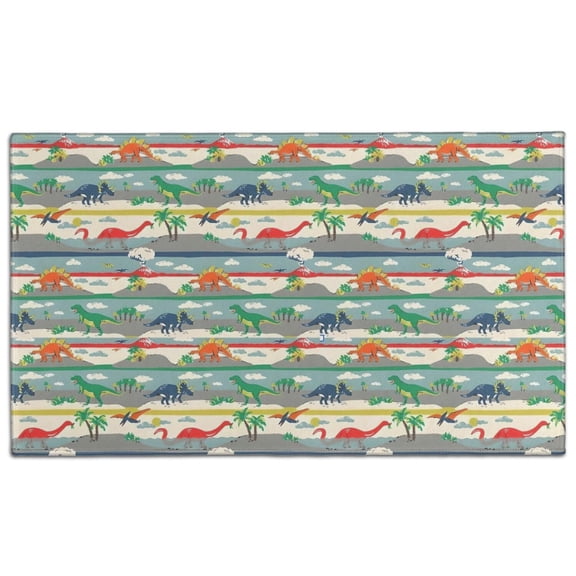Colorful Dinosaurs Stripe Pattern Door Rugs,Washable Non Slip Door Mats Indoor,Decorative Door Mats,Entry Mat Indoor for Entrance,Bedroom,Kitchen,Bathroom,17"x30"