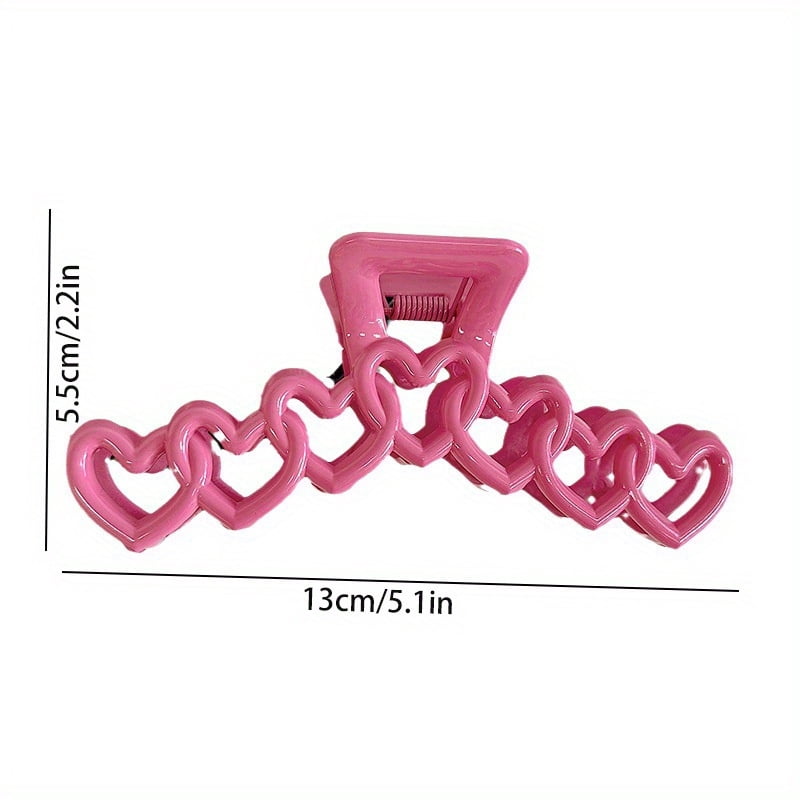 2Pcs Sweet French Style Hair Clips Women Plastic Heart-shaped Hairpin Candy Color Large Grab Cawl Clips Girls Hair Accessories