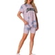 thumbnail image 2 of Conjunto de ropa de lounge para mujeres INSPIRE CHIC, con tie dye, pantalones cortos de ciclista, loungewear, color rosa oscuro, 2 of 6