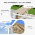 thumbnail image 6 of PURPLE LEAF 10' x 10' Outdoor Retractable Pergola with Double Sun Shade Canopy and White Heavy-Duty Aluminum Frame Patio Modern Adjustable Canopy Pergola for Garden Deck and Backyard, Khaki, 6 of 12