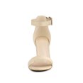 thumbnail image 6 of BLISSFUL STEP Woman's Sandals Block Heels Ankle Strap Open Toe Sandals Beige 6, 6 of 6