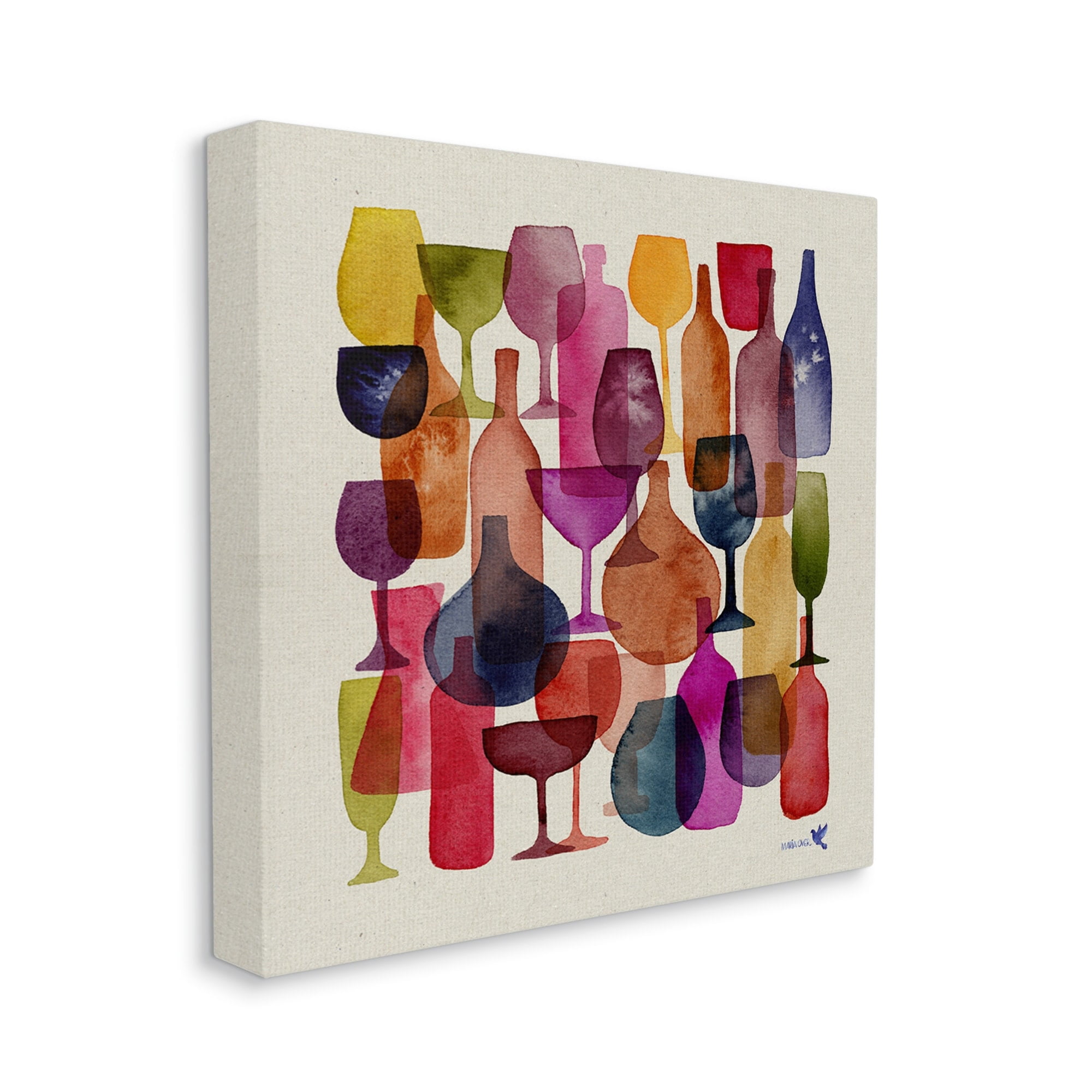 Stupell Industries Modern Overlapping Wine Glasses Food & Beverage Painting Gallery Wrapped Canvas Print Wall Art