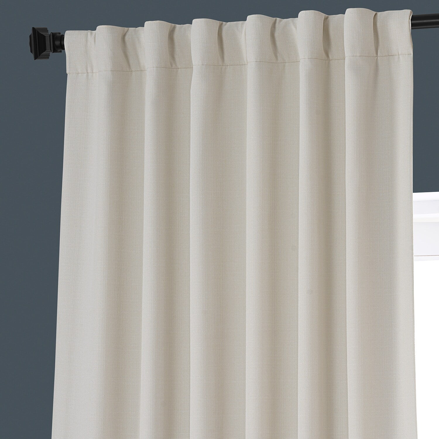 Signature Excursion Ivory Faux Linen Blackout Curtain (1 Panel), Excursion Ivory, 50W X 108L