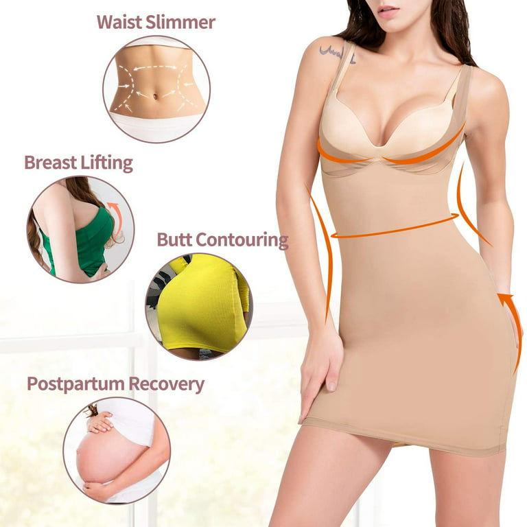 VASLANDA Full Slips for Women Under Dresses Tummy Control Shapewear Slip  Seamless Slimming Body Shaper Slip