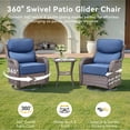 thumbnail image 3 of Unnifurnzi Outdoor Swivel Glider Patio Chairs-Patio Swivel Chairs Set of 4 with 6 Inch Thick Cushions High Back Patio Chairs for Deck Porch Poolside Balcony-Brown/Blue, 3 of 7