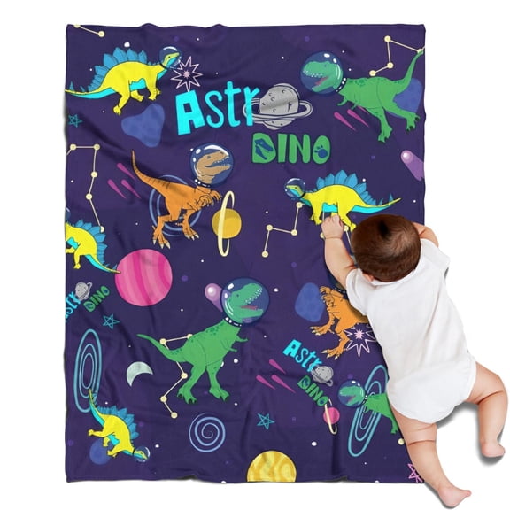 Space Dinosaurs Astr Dino Pattern Blanket,Comfortable Soft Flannel Throw Blanket,All Season,Warm Lightweight Blankets for Sofa Bed Couch Living Room Chair,30"x40"
