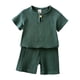 thumbnail image 1 of Summer Children's Clothing Set for 0-6Y Boys & Girls Cotton Linen Muslin Suit T-shirt Tops + Shorts 2pcs Baby Loungewear Outfit, 1 of 6