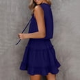 thumbnail image 3 of BadyminCSL Women's Summer V-neck Fashion Sleeveless Pleated Mini Skirt Dress, 3 of 6