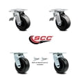 thumbnail image 2 of 5 Inch Phenolic Caster Set with Ball Bearings 2 Brakes 2 Swivel Locks SCC, 2 of 2