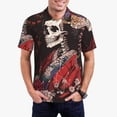 thumbnail image 2 of Salouo Geisha Skeleton With Flowers for Men's Short Sleeve Polo Shirts,Polo Shirts for Men Performance Short Sleeve Golf Shirt Athletic Casual Collared T-Shirt-3X-Large, 2 of 8