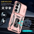 thumbnail image 6 of FIEWESEY Compatible with Samsung Galaxy S26 Case Built in Slide Camera Lens Cover Finger Ring Holder Kickstand,Heavy Duty Shockproof Full Body Phone Cover For Samsung Galaxy S26 2026,Rose Gold, 6 of 7
