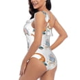 thumbnail image 4 of Gukieu Animals in Transport Print One-shoulder Ruffled One-piece Swimsuit with Removable Chest Pads and Tummy-control Swimsuit for Women-Large, 4 of 6