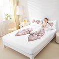 thumbnail image 4 of Manfei Lovely Bowtie Ribbon Twin Sheet Sets,Cute Flower Pattern Twin Fitted Sheet,Pink White Flat Sheet For Teens,Ultra Soft Home Decor,3 Pieces, 4 of 7