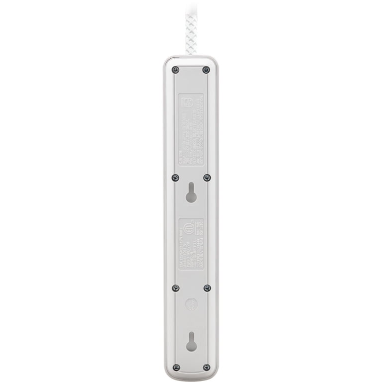 6-Outlet Surge Protector Power Strip with Braided Cord, White photo 4