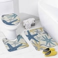 thumbnail image 4 of 4 Pcs Shower Curtain Sets Bathroom Shower Curtain Set with Rugs Blue, Yellow And Gray Starfish Waterproof Fabric Bath Curtain Summer Nautical Ocean Beach Themed for Bathroom Decor, 4 of 8