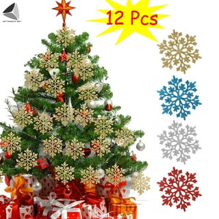 Sixtyshades 108 Pcs White Glittered Snowflakes Plastic Snowflakes Christmas  Hanging Ornaments for Xmas Tree Wedding Birthday Décor (4 in)