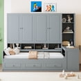 thumbnail image 3 of LHYY Twin Size Wooden Daybed With Three Drawers,and All-in-One Cabinet,Desk and Shelves,Gray, 3 of 12