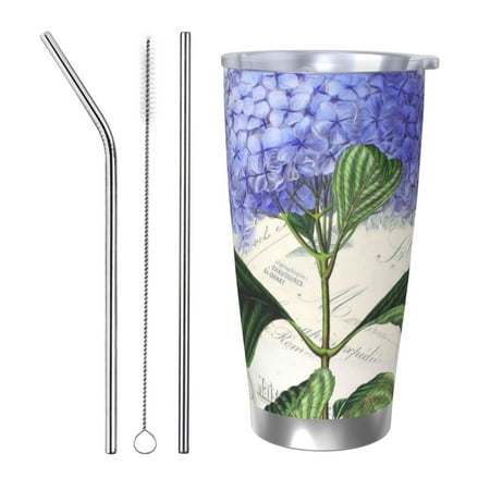 

Gaeub Vintage Flower Print 20-Ounce Stainless Steel Car Cup Tumblers Cups with Lids and Straw Coffee Cups for Adults Kids Home Car Office School Travel Party-Straw Three-piece Set