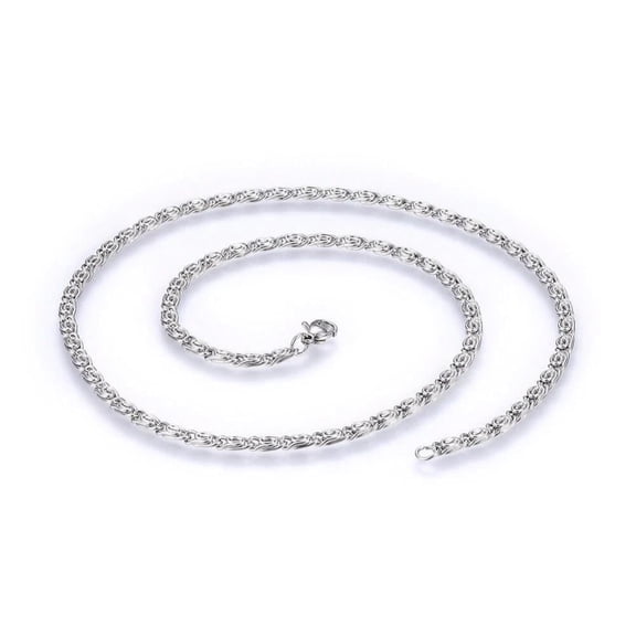304 Stainless Steel Silver Lumachina Bead 50cm Twisted Chain Necklace 19.68 Inch 4mm Lobster Clasp Z574