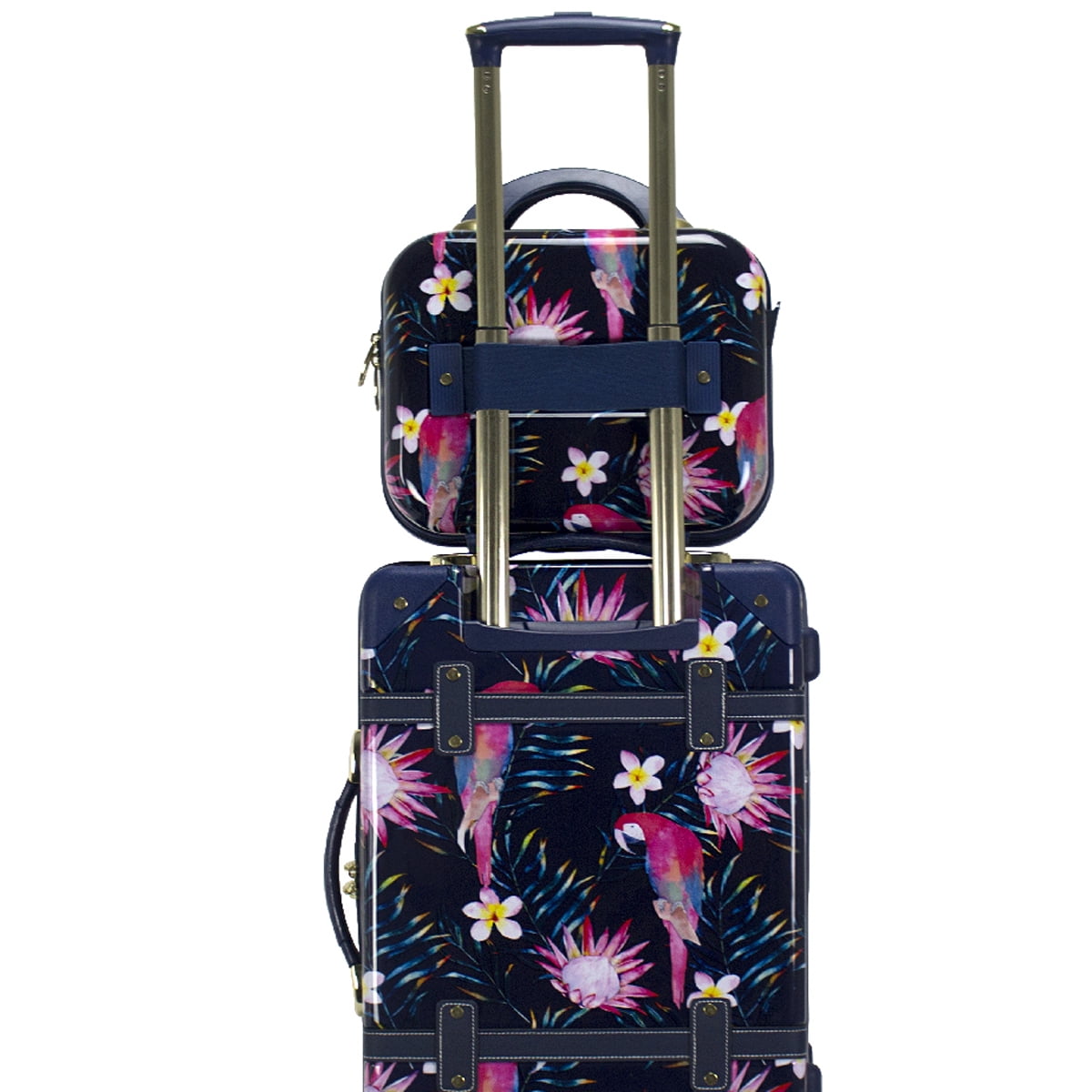 World Traveler Chariot Vintage Trunk Style Cosmetic Case - Parrot