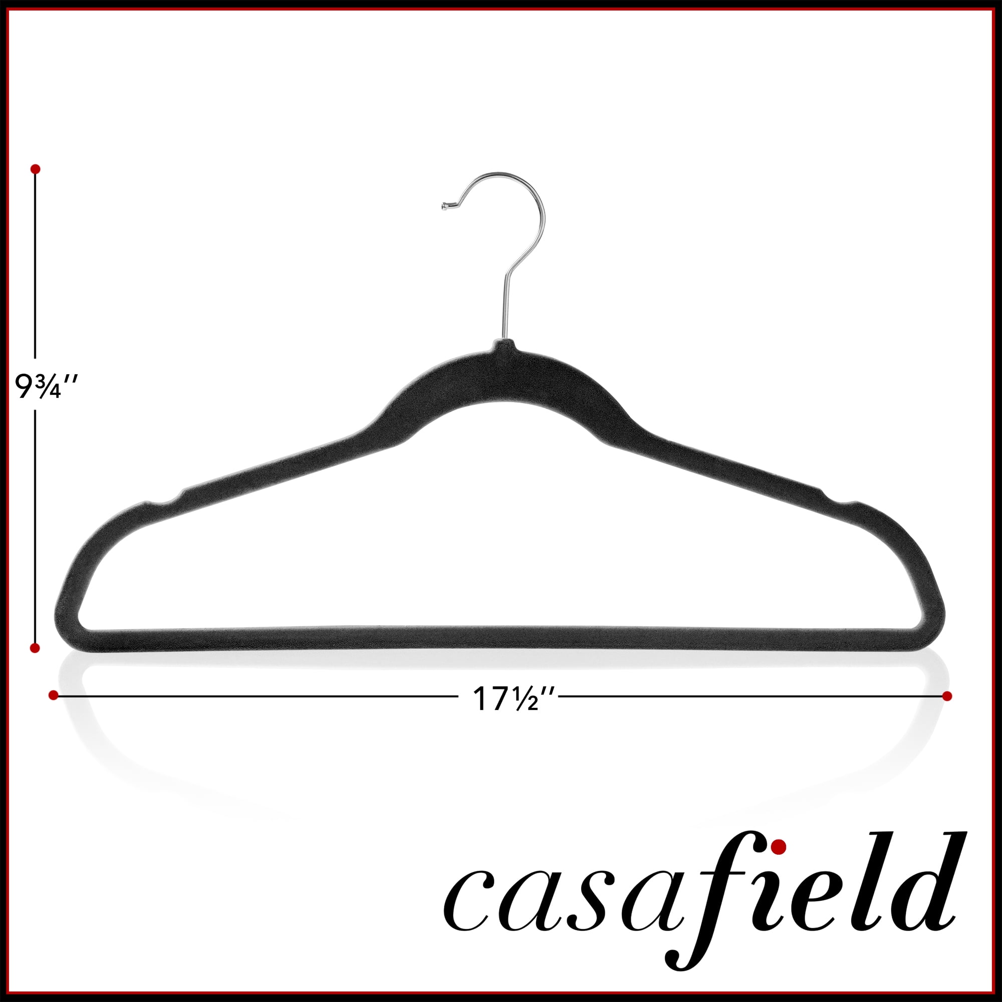 Casafield 50 Velvet Suit Hangers, Black - Space Saving, Non-Slip & Swivel Hook