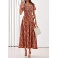 thumbnail image 3 of PRETTYGARDEN Women's Summer Boho Maxi Dresses Floral Short Sleeve Square Neck Smocked Flowy Long Dress Vacation Outfits, 3 of 10