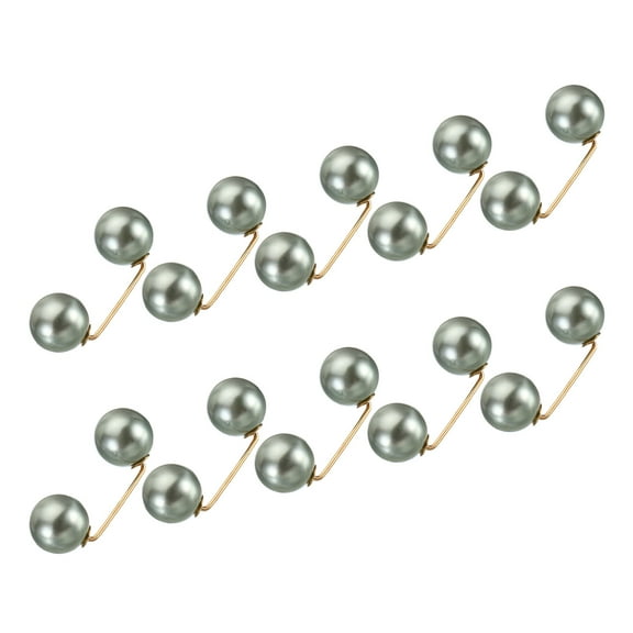 Uxcell Pearl Brooch Pins 1.4 Inch Metal Faux Pearl Decorative Collar Safety Pins Clips, Gray, 10pcs