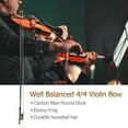 thumbnail image 3 of 4/4 Violin Fiddle Bow Carbon Fiber Round Stick Ebony Frog Horsetail Hair Well Balanced, 3 of 7