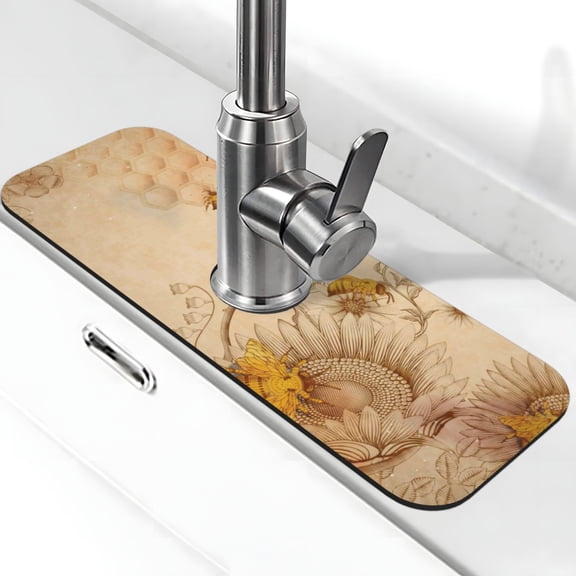 Logiee Print Kitchen Sink Splash Guard Faucet Mat for Splash Guard Behind Faucet Drip Catcher for Kitchen,Bathroom,Sink Mat,Dish Drying Mat,Bathroom-15" X 5.5"