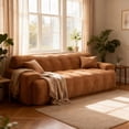 thumbnail image 3 of 3-Seater Sofa, Cloud Couch, Button Tufted Upholstered Sofa with High-Density Foam, No Assembly Required Compression Sofa for Living Room or Apartment in Camel (Nomad), 3 of 3