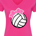 thumbnail image 4 of Inktastic Volleyball with Pink Bow Women's V-Neck T-Shirt, 4 of 5
